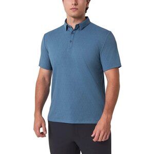 NWOT Modern Ambition Men's L Polo Shirt Blue Polyester & Organic Cotton Pattern